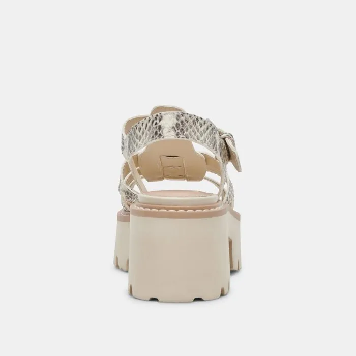 Dolce Vita Latice Sandals Grey White Embossed Leather Women Sandals