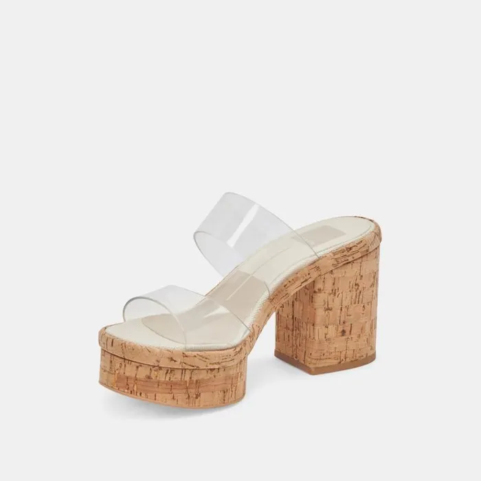 Dolce Vita Latoya Heels Crystal Vinyl Women Sandals