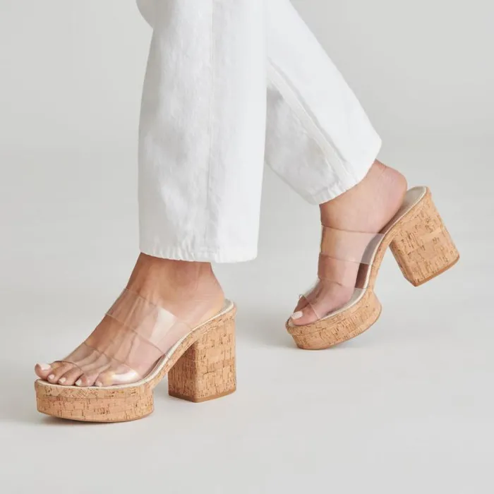 Dolce Vita Latoya Heels Crystal Vinyl Women Sandals