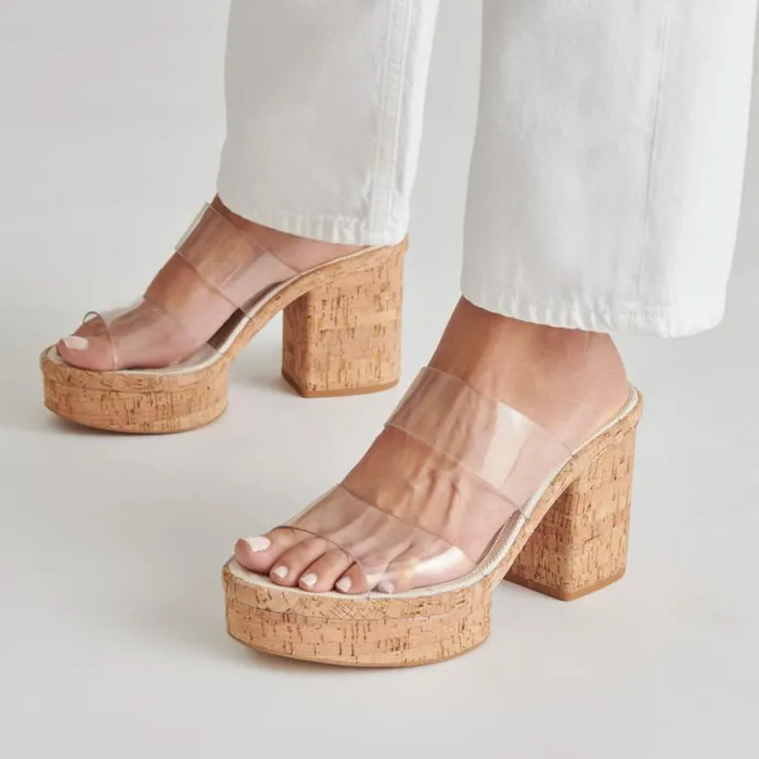 Dolce Vita Latoya Heels Crystal Vinyl Women Sandals