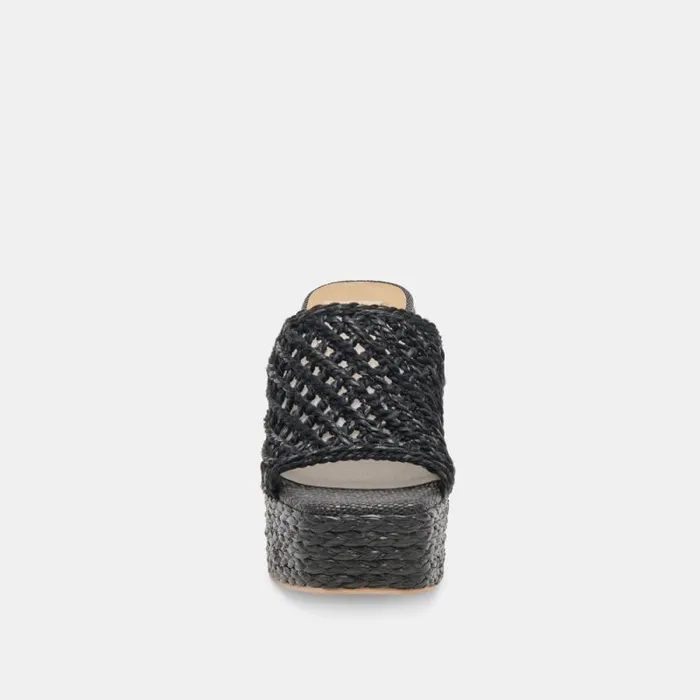 Dolce Vita Lisha Heels Onyx Raffia Women Sandals