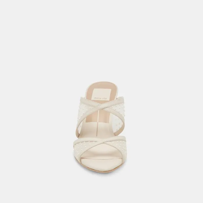 Dolce Vita Mandel Pearl Heels Ivory Mesh Women Heels