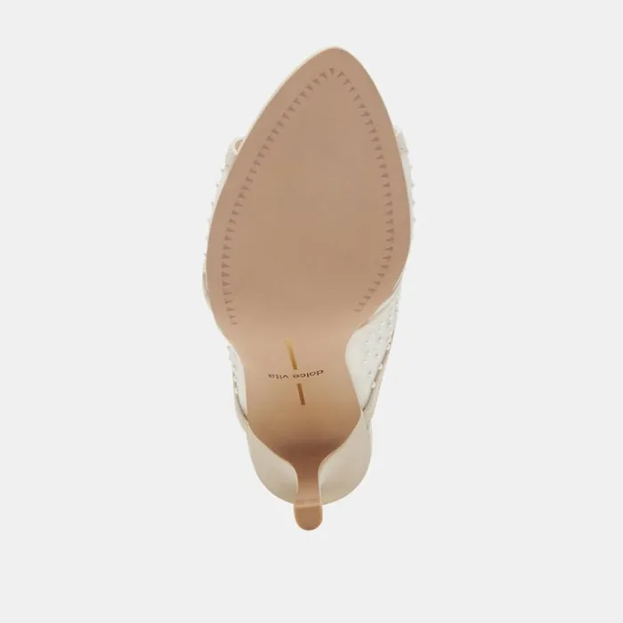Dolce Vita Mandel Pearl Heels Ivory Mesh Women Heels