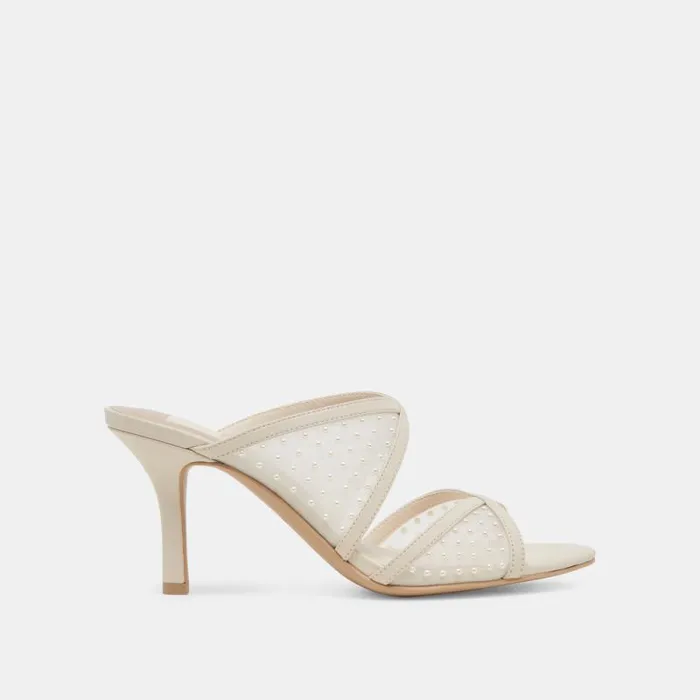 Dolce Vita Mandel Pearl Heels Ivory Mesh Women Heels