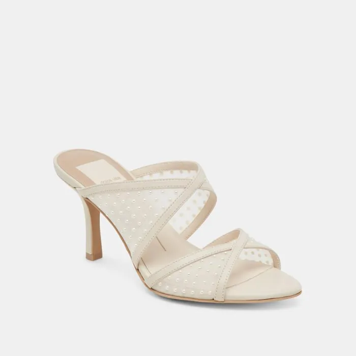 Dolce Vita Mandel Pearl Heels Ivory Mesh Women Heels