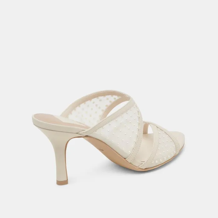 Dolce Vita Mandel Pearl Heels Ivory Mesh Women Heels