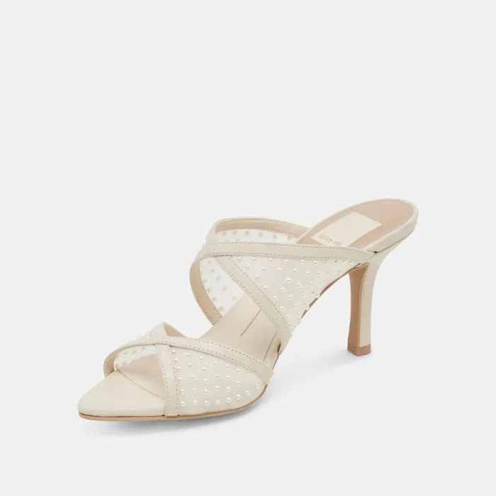 Dolce Vita Mandel Pearl Heels Ivory Mesh Women Heels