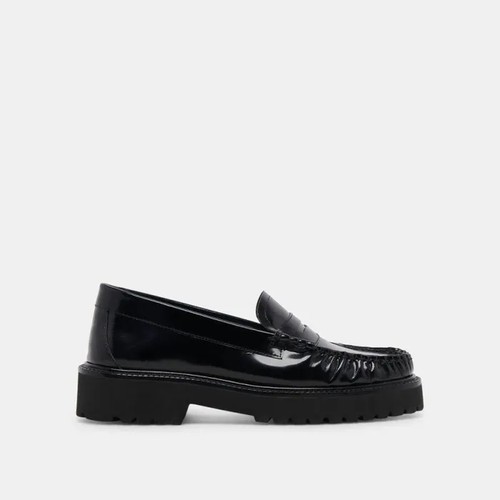 Dolce Vita Maxwell Loafers Black Leather Women Flats and Loafers
