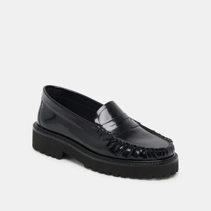 Dolce Vita Maxwell Loafers Black Leather Women Flats and Loafers