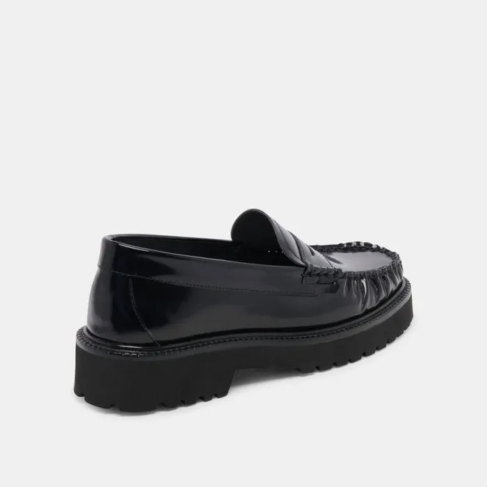 Dolce Vita Maxwell Loafers Black Leather Women Flats and Loafers
