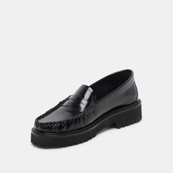 Dolce Vita Maxwell Loafers Black Leather Women Flats and Loafers