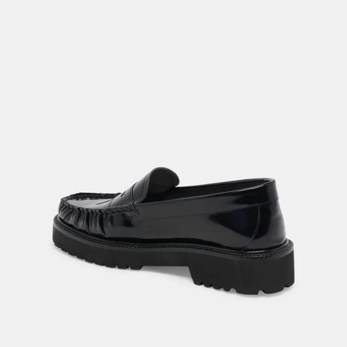 Dolce Vita Maxwell Loafers Black Leather Women Flats and Loafers