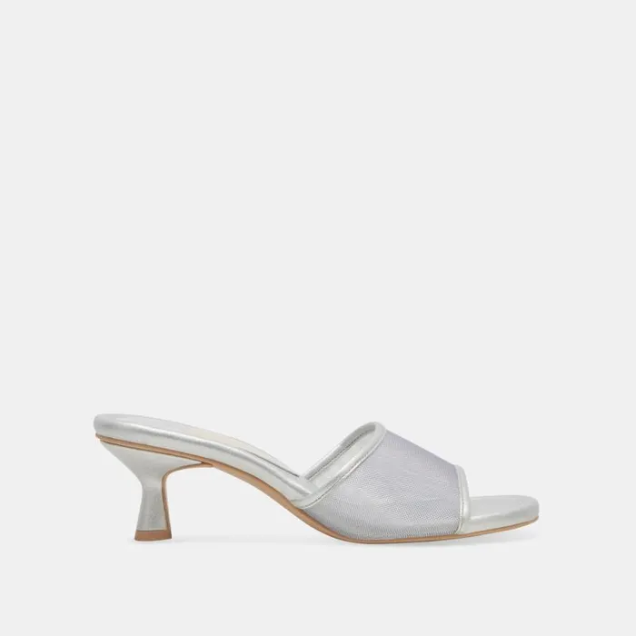 Dolce Vita Meeza Heels Silver Mesh Women Sandals
