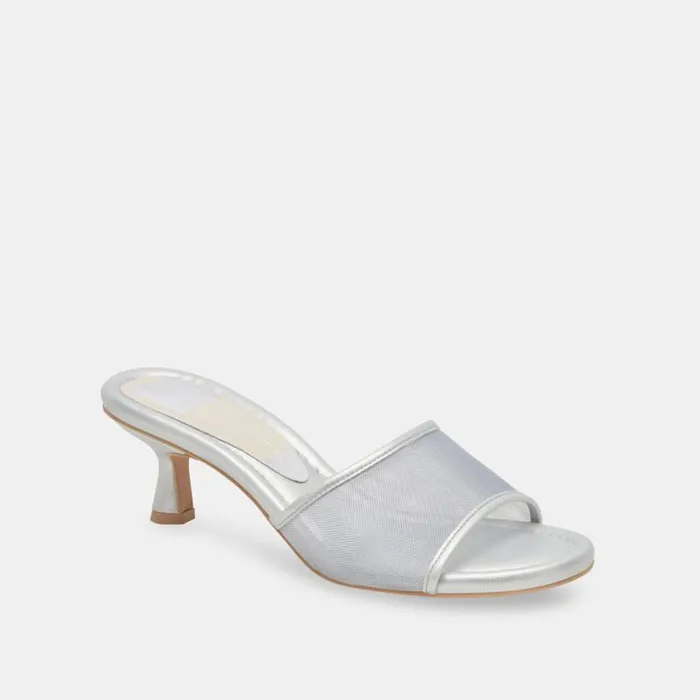 Dolce Vita Meeza Heels Silver Mesh Women Sandals