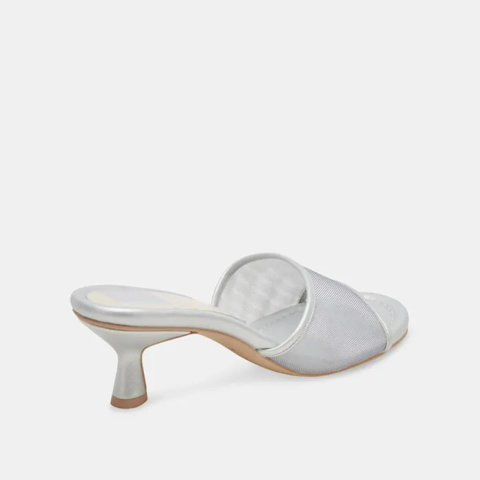 Dolce Vita Meeza Heels Silver Mesh Women Sandals
