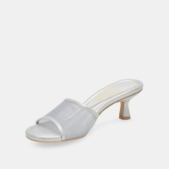 Dolce Vita Meeza Heels Silver Mesh Women Sandals