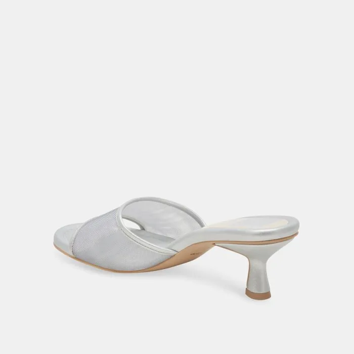 Dolce Vita Meeza Heels Silver Mesh Women Sandals