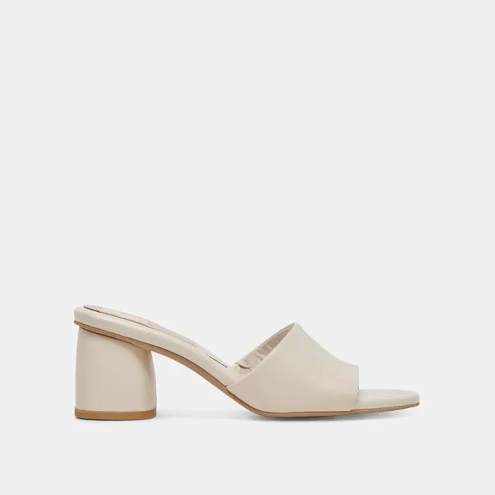 Dolce Vita Minny Dress Wide Heels Ivory Leather Women Sandals