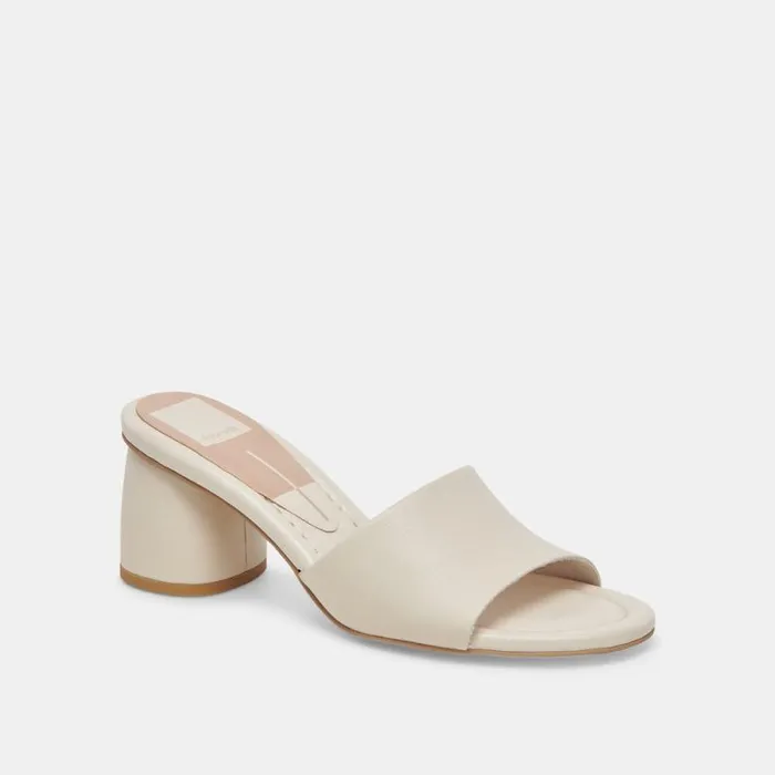 Dolce Vita Minny Dress Wide Heels Ivory Leather Women Sandals