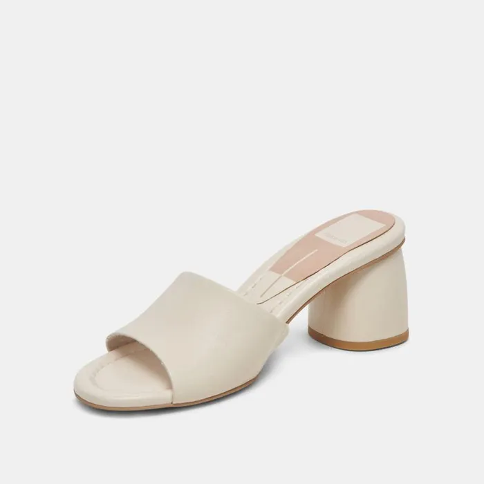 Dolce Vita Minny Dress Wide Heels Ivory Leather Women Sandals