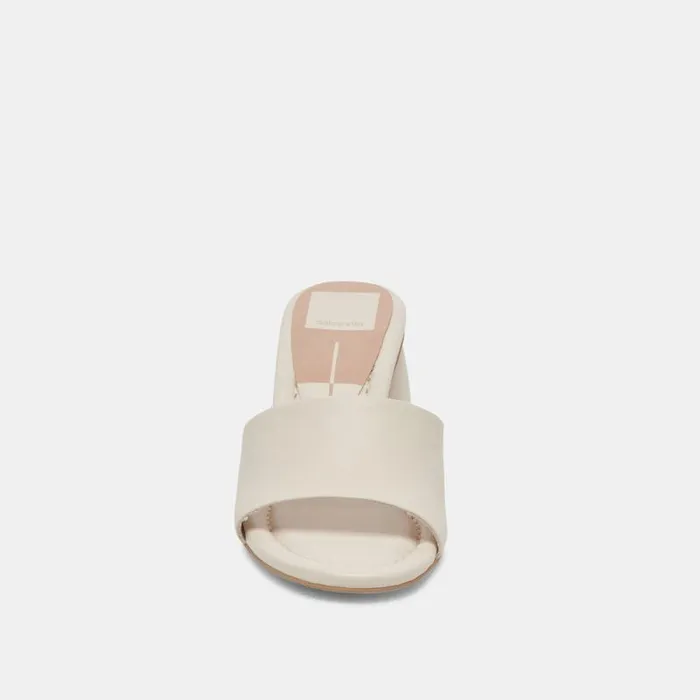 Dolce Vita Minny Dress Wide Heels Ivory Leather Women Sandals