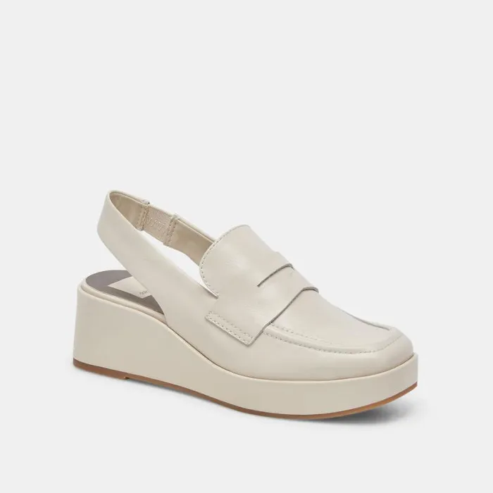 Dolce Vita Nada Loafers Ivory Crinkle Patent Women Flats and Loafers