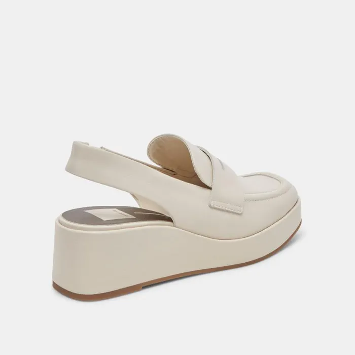 Dolce Vita Nada Loafers Ivory Crinkle Patent Women Flats and Loafers