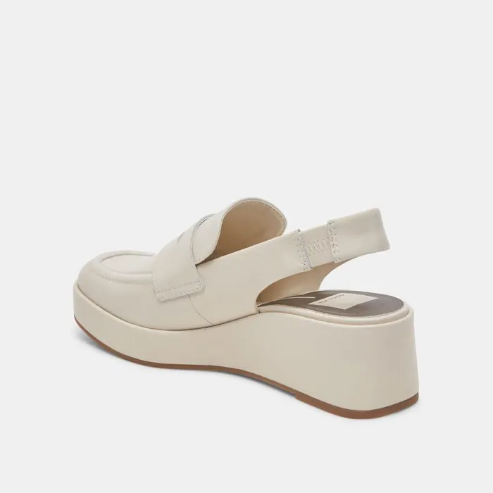 Dolce Vita Nada Loafers Ivory Crinkle Patent Women Flats and Loafers