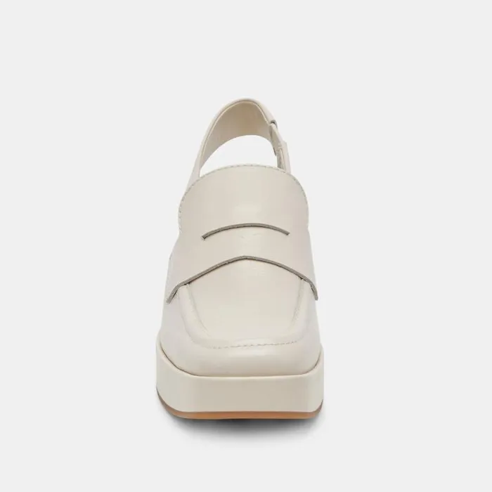 Dolce Vita Nada Loafers Ivory Crinkle Patent Women Flats and Loafers