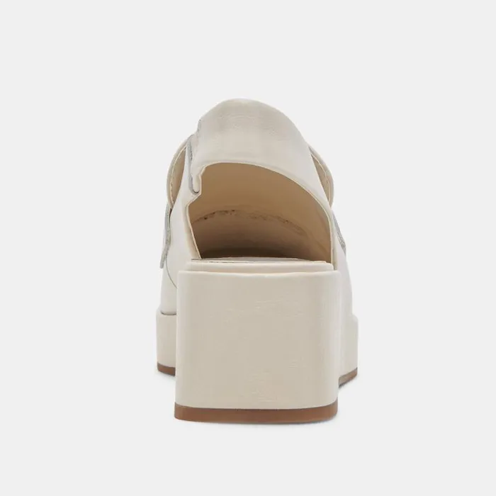 Dolce Vita Nada Loafers Ivory Crinkle Patent Women Flats and Loafers