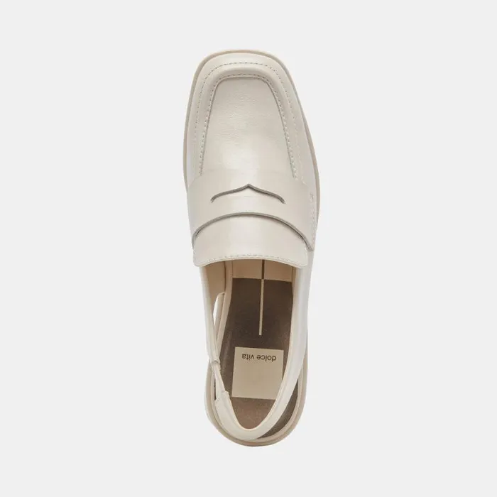 Dolce Vita Nada Loafers Ivory Crinkle Patent Women Flats and Loafers