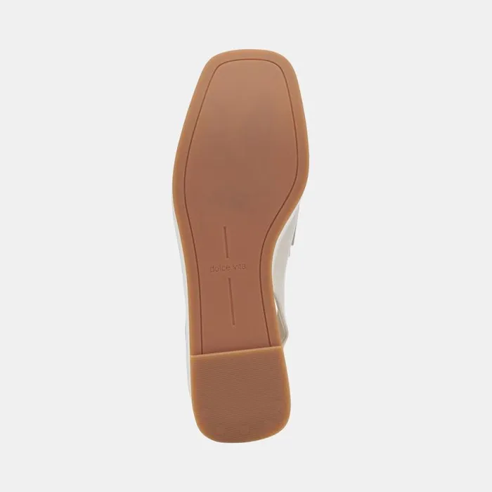 Dolce Vita Nada Loafers Ivory Crinkle Patent Women Flats and Loafers
