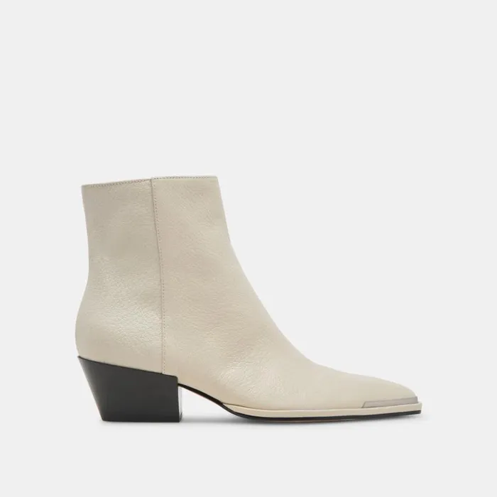 Dolce Vita Nonah Booties Ivory Leather Women Boots and Booties