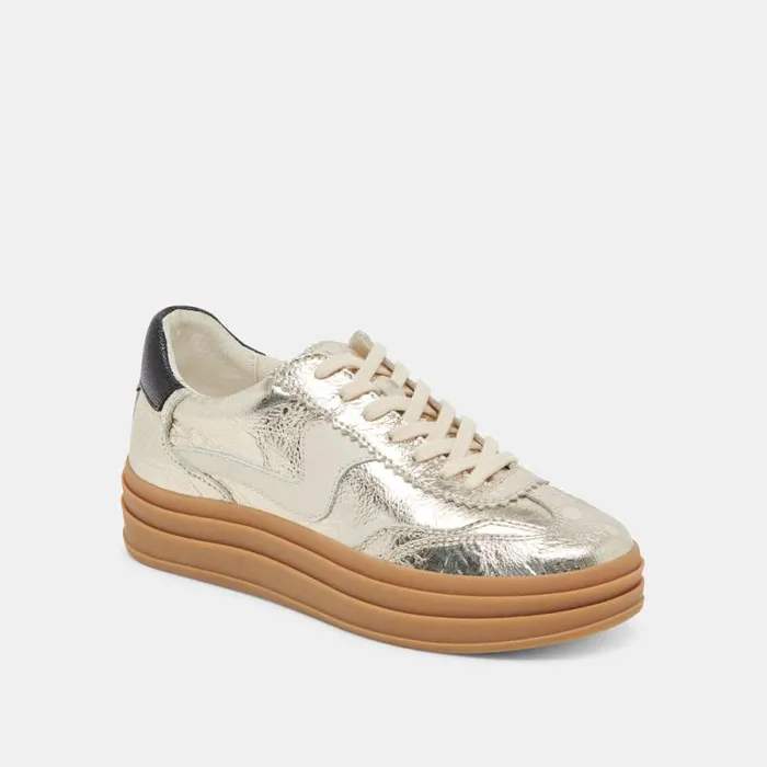 Dolce Vita Notice X Sneakers Platinum Distressed Leather Women Sneakers