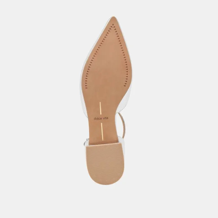 Dolce Vita Peaty Flats Silver Distressed Leather Women Flats and Loafers