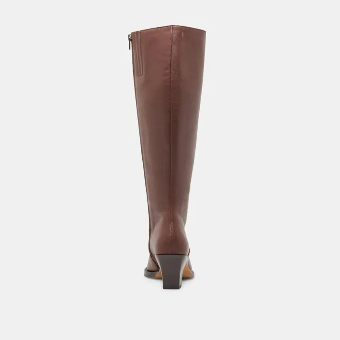 Dolce Vita Raj Extra Wide Calf Boots Chocolate Leather Women Boots and Booties