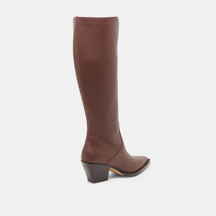 Dolce Vita Raj Extra Wide Calf Boots Chocolate Leather Women Boots and Booties