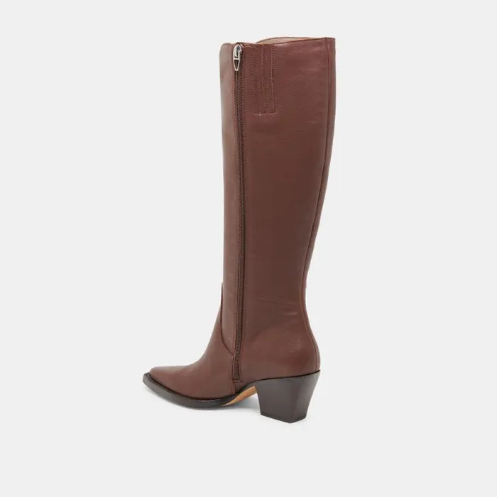 Dolce Vita Raj Extra Wide Calf Boots Chocolate Leather Women Boots and Booties