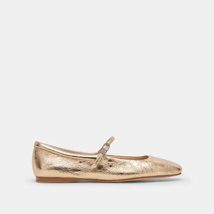 Dolce Vita Reyes Ballet Flats Gold Distressed Leather Women Flats and Loafers Dolce Vita Reyes Ballet Flats Gold Distressed Leather Women Flats and Loafers