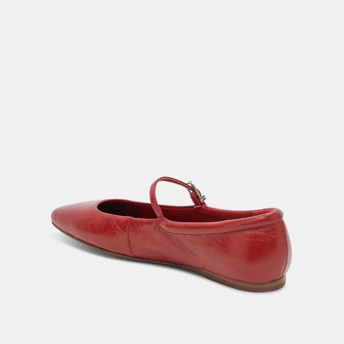 Dolce Vita Reyes Ballet Flats Red Crinkle Patent Women Flats and Loafers