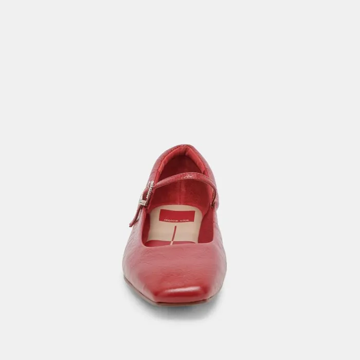Dolce Vita Reyes Ballet Flats Red Crinkle Patent Women Flats and Loafers