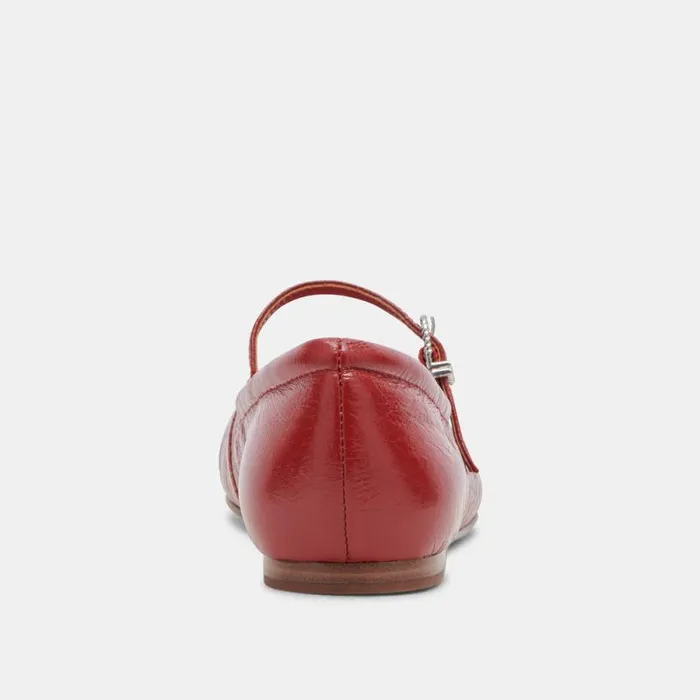 Dolce Vita Reyes Ballet Flats Red Crinkle Patent Women Flats and Loafers
