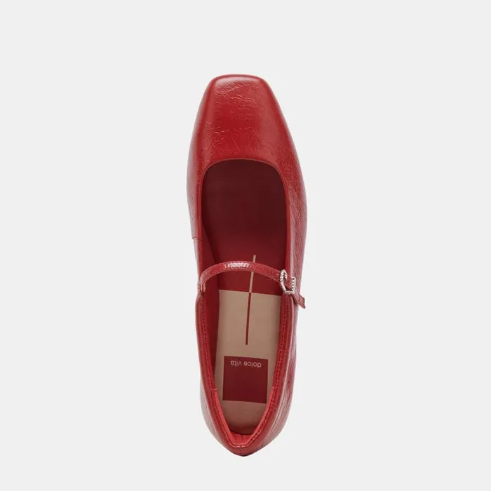 Dolce Vita Reyes Ballet Flats Red Crinkle Patent Women Flats and Loafers