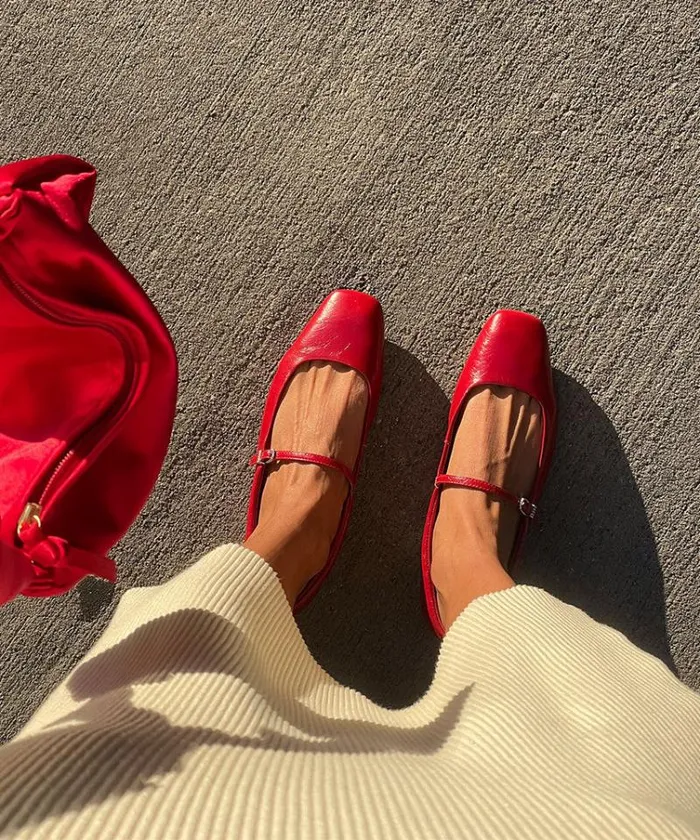 Dolce Vita Reyes Ballet Flats Red Crinkle Patent Women Flats and Loafers