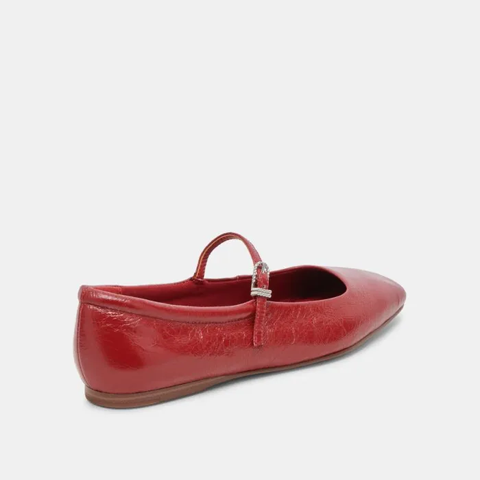 Dolce Vita Reyes Ballet Flats Red Crinkle Patent Women Flats and Loafers