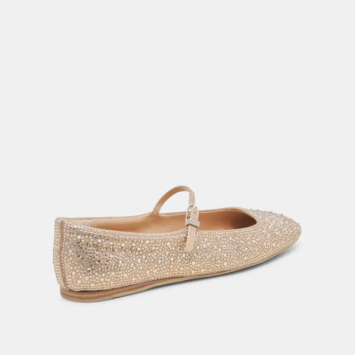 Dolce Vita Reyes Crystal Ballet Flats Light Gold Crystal Women Flats and Loafers