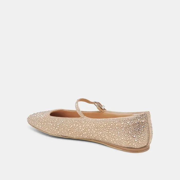 Dolce Vita Reyes Crystal Ballet Flats Light Gold Crystal Women Flats and Loafers