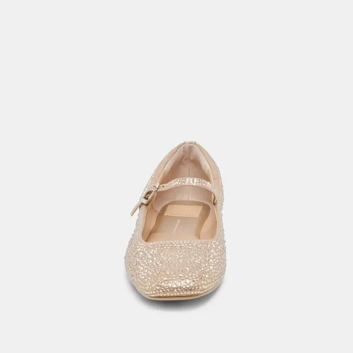 Dolce Vita Reyes Crystal Ballet Flats Light Gold Crystal Women Flats and Loafers