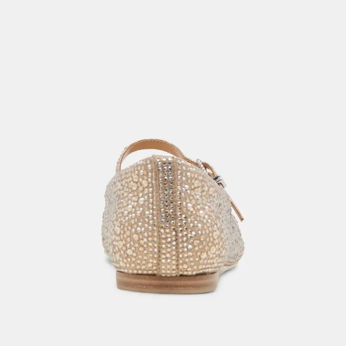 Dolce Vita Reyes Crystal Ballet Flats Light Gold Crystal Women Flats and Loafers