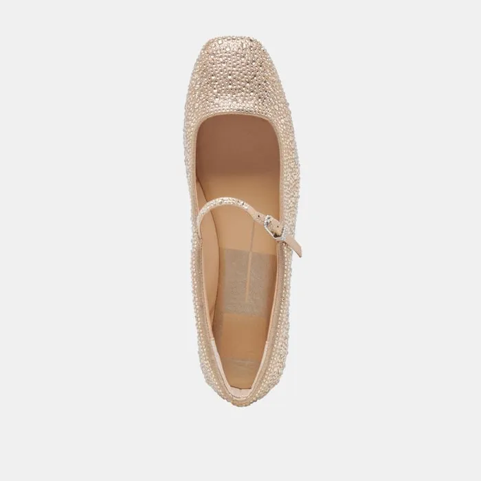 Dolce Vita Reyes Crystal Ballet Flats Light Gold Crystal Women Flats and Loafers